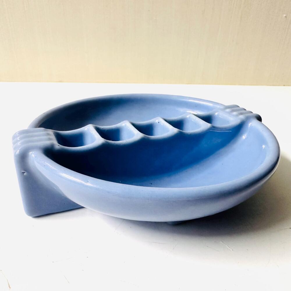 Vintage Art Deco Ashtray Snuf a Rette Powder Blue National Porcelain Company USA